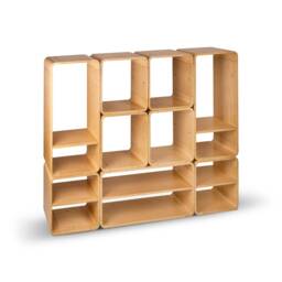 Wooden Sideboard Cabinet Bookcase Bookshelf 120x120x30 cm Scleica Modular System Japandi Mid Century Modern Free Shipping - thumbnail 3