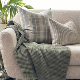 Beige Lumbar Pillow Cover, Textured Cream Throw Pillow, Neutral & White Cushion Cover -- Perin - thumbnail 3