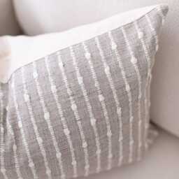 Beige Lumbar Pillow Cover, Textured Cream Throw Pillow, Neutral & White Cushion Cover -- Perin - thumbnail 2
