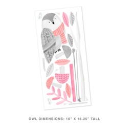Watchful Owl - Fabric Wall Decal Woodland Pink Collection Mej - thumbnail 4