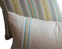 Kravet Fabric Pillow Covers, Gold Taupe Stripe, Set Of Two - thumbnail 1