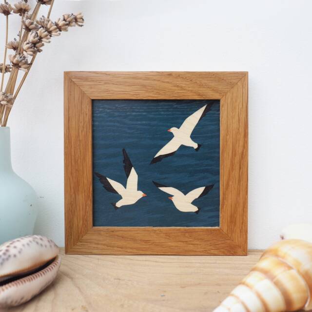 Miniature Wall Art, Seagulls Coastal Style, Seaside Birds Sea Birds Small Art - image 1