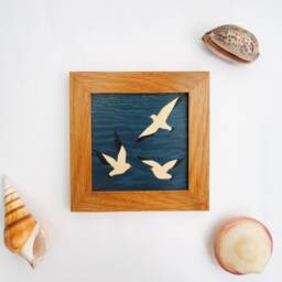 Miniature Wall Art, Seagulls Coastal Style, Seaside Birds Sea Birds Small Art - thumbnail 3