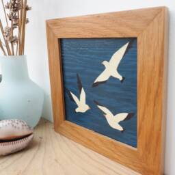 Miniature Wall Art, Seagulls Coastal Style, Seaside Birds Sea Birds Small Art - thumbnail 2