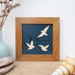 Miniature Wall Art, Seagulls Coastal Style, Seaside Birds Sea Birds Small Art - thumbnail 1