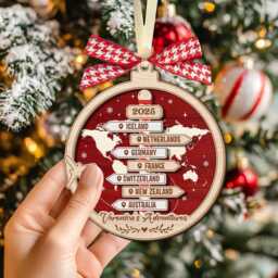 Personalized Travel Adventure Ornament, Custom Traveling Destination Couple Destination, Gift, Christmas Gift - thumbnail 1