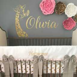Giraffe Baby Name Wall Decal For Safari Nursery Decor, Personalized Room Custom - thumbnail 3