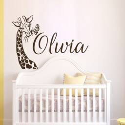Giraffe Baby Name Wall Decal For Safari Nursery Decor, Personalized Room Custom - thumbnail 2