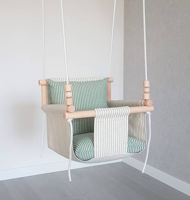 Natural Linen Baby Swing Indoor Toddler Room Decor - image 1