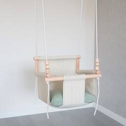 Natural Linen Baby Swing Indoor Toddler Room Decor - thumbnail 2