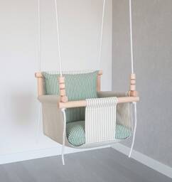 Natural Linen Baby Swing Indoor Toddler Room Decor - thumbnail 1
