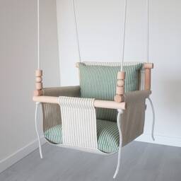 Natural Linen Baby Swing Indoor Toddler Room Decor - thumbnail 3