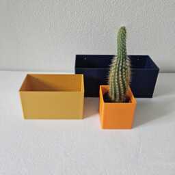 Colorful Wall Planter, Rectangular Mounted Plant Pot For Cacti & Small Plants - thumbnail 2