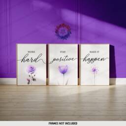 Home Office Prints - Set Of 3 Posters - Minimalist Desk Decor Work From Wall Art Purple Wfh Gifts Coworker Workplace Pictures - thumbnail 2