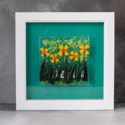 Daffodil Fused Glass Picture, Lover Picture Gift, Yellow Flower Wall Art, New Home Gift Idea - thumbnail 3