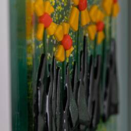Daffodil Fused Glass Picture, Lover Picture Gift, Yellow Flower Wall Art, New Home Gift Idea - thumbnail 2