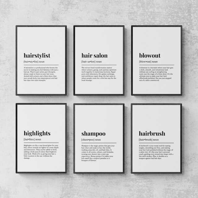 Hair Salon Funny Definitions Set Of 6 Prints, Work Wall Decor - image 1