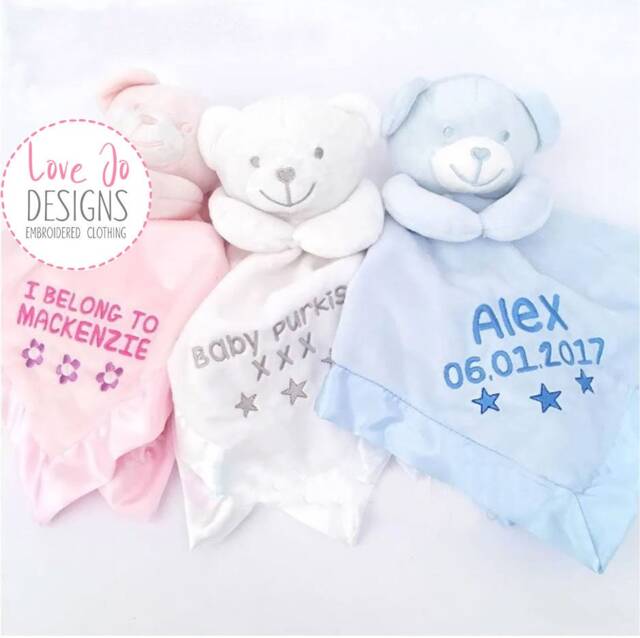 Personalised Baby Comforter, Teddy Bear Comfort Blanket, New Baby Gift, Boys & Girls Snuggle Teddy, Silk Backing, Teddy Bear, Blanket - image 1