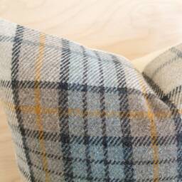 Misty Ridge Plaid Wool Pillow Cover, Blue & Orange Cover - Made To Order - thumbnail 2