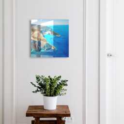 French Riviera Wall Mounted Key Cabinet, Blue Industrial Box, Photographic Landscapes, For Nature & Travel Lovers - thumbnail 1