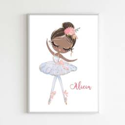 Personalized Ballerina Print Watercolor Girl's Room Decor - thumbnail 2