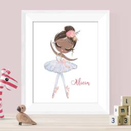 Personalized Ballerina Print Watercolor Girl's Room Decor - thumbnail 3