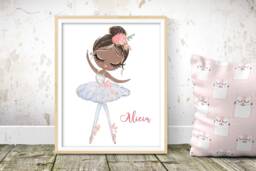 Personalized Ballerina Print Watercolor Girl's Room Decor - thumbnail 1