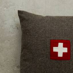 Handmade Wool Cushion Cover, in 6 Different Colors, 50 X cm - 20 20 Inches, With Swiss Cross, Elaborate Work Technique - thumbnail 2