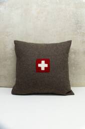 Handmade Wool Cushion Cover, in 6 Different Colors, 50 X cm - 20 20 Inches, With Swiss Cross, Elaborate Work Technique
