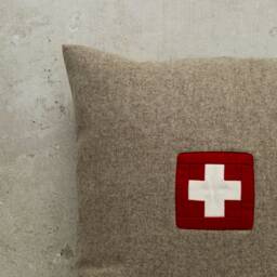 Handmade Wool Cushion Cover, in 6 Different Colors, 50 X cm - 20 20 Inches, With Swiss Cross, Elaborate Work Technique - thumbnail 3