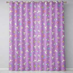 Cute Rainbow Bunny Flower Egg Pastel Purple Background Seamless Pattern Readymade Eyelet Ring Top Thermal 100% Blackout Curtains - thumbnail 2