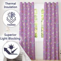 Cute Rainbow Bunny Flower Egg Pastel Purple Background Seamless Pattern Readymade Eyelet Ring Top Thermal 100% Blackout Curtains - thumbnail 3