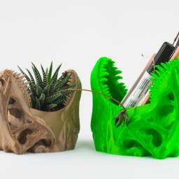 3D Printed T-Rex Planter, Dinosaur Skull Succulent Pot, Jurassic Park Decor, Pen Holder - thumbnail 2