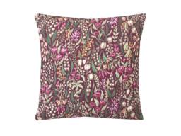 William Morris Style Pillow Cover Claret Red Floral Linen Cushion - thumbnail 1