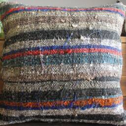 Handwoven Vintage Kilim Pillow Cover - Turkish Sofa Cushion, 20x20 - thumbnail 2