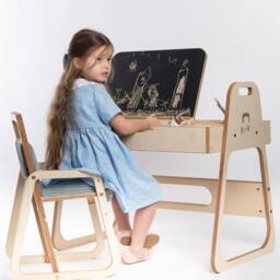 Adjustable Multifunctional Play, Art & Learning Kids Table Chair Set Julle/Wooden Desk & For Montessori Activities - thumbnail 2