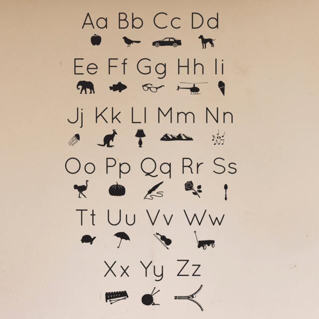 Educational Homeschooling Decor Abc Alphabet Picture Icons Silhouettes - Wall Decal Custom Vinyl Art Stickers - image 1