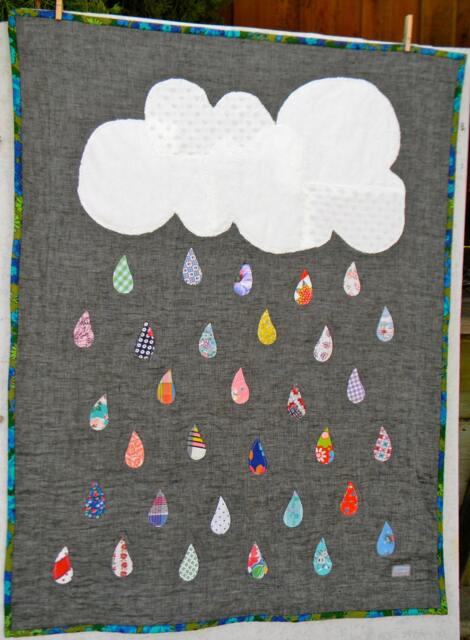 Vintage Scrap Raindrop Quilt Toddler Blanket, Lap Throw - 38x48 - image 1