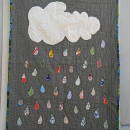 Vintage Scrap Raindrop Quilt Toddler Blanket, Lap Throw - 38x48 - thumbnail 2