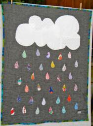 Vintage Scrap Raindrop Quilt Toddler Blanket, Lap Throw - 38x48