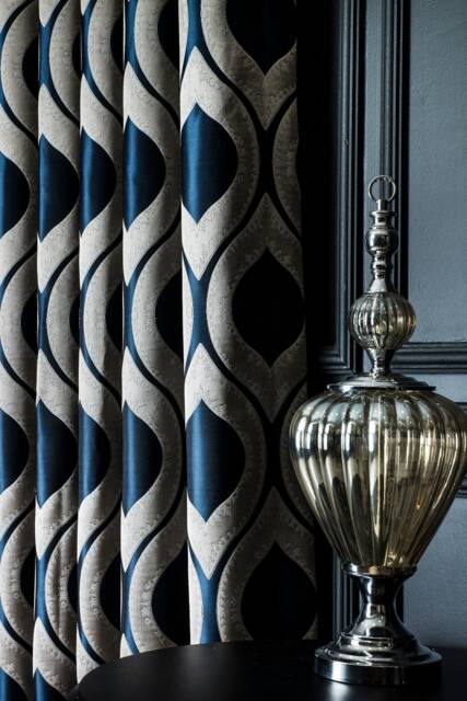 Curtains Panel Striped Patterned Fabric Luxury Bedroom Living Room Gray Blue Custom Size Drape - image 1