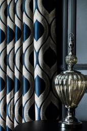 Curtains Panel Striped Patterned Fabric Luxury Bedroom Living Room Gray Blue Custom Size Drape - thumbnail 1