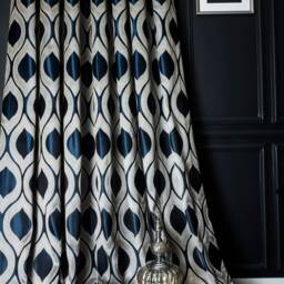 Curtains Panel Striped Patterned Fabric Luxury Bedroom Living Room Gray Blue Custom Size Drape - thumbnail 2