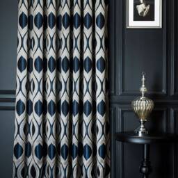 Curtains Panel Striped Patterned Fabric Luxury Bedroom Living Room Gray Blue Custom Size Drape - thumbnail 3