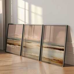 Coastal Landscape Wall Art Set Of 3 Abstract Beach Poster Print - thumbnail 3