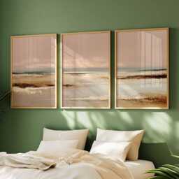 Coastal Landscape Wall Art Set Of 3 Abstract Beach Poster Print - thumbnail 4