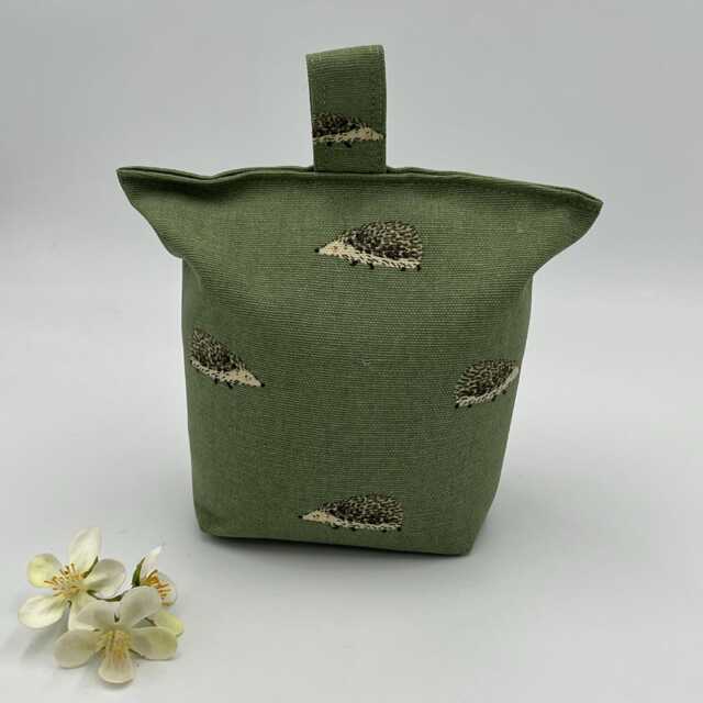 Hedgehog Door Stop, Sophie Allport, Green Decor, Filled - image 1