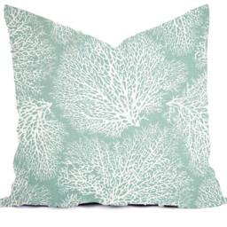 Pillows Custom Cover - Spa Blue Mineral Mist Taupe Ivory Cream Ikat Quatrefoil Coastal Nautical - thumbnail 3