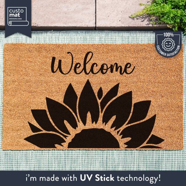 Welcome Sunflower Door Mat - Flower Summer Doormat Spring Decor Gift Front Custom Design - image 1