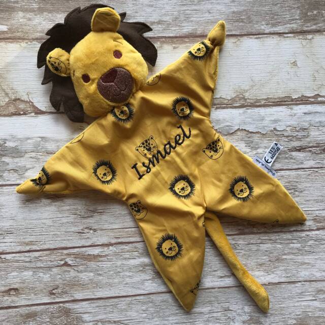 Baby Lovey Blanket Lion, Cuddle Toy Lion With Name Embroidered, Shower Unisex Present - image 1